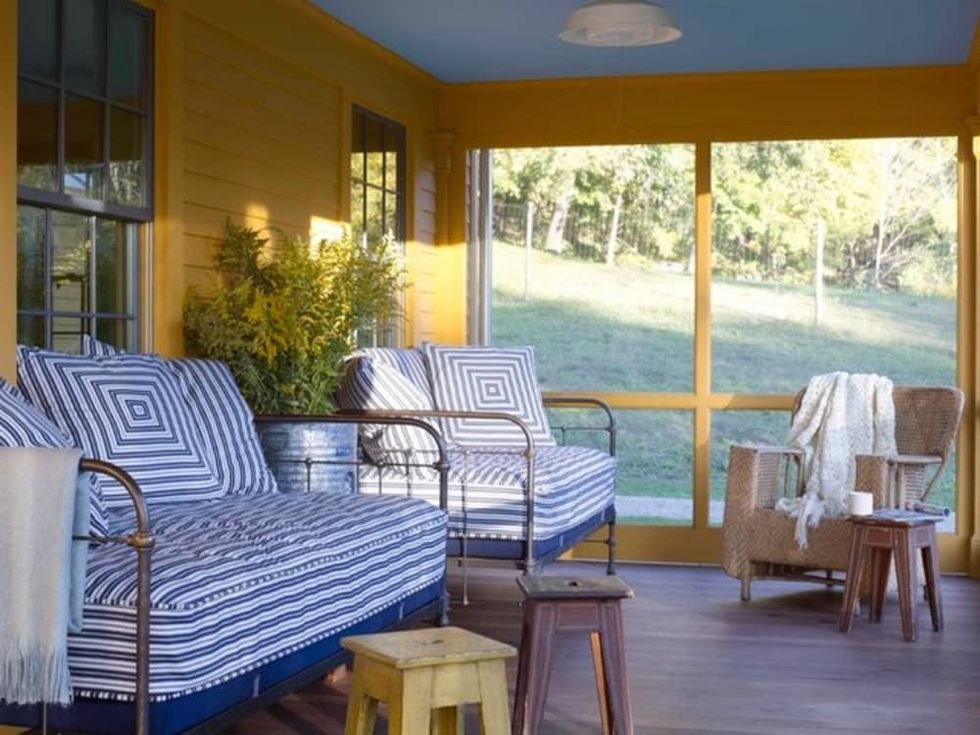Screened-in porch with daybed