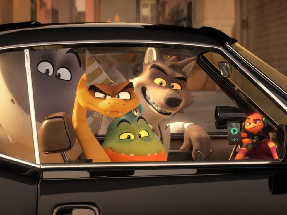 Shark, Snake, Piranha, Wolf, and Tarantula in The Bad Guys