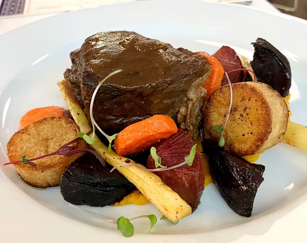 Short rib root vegetables Capstone dinner