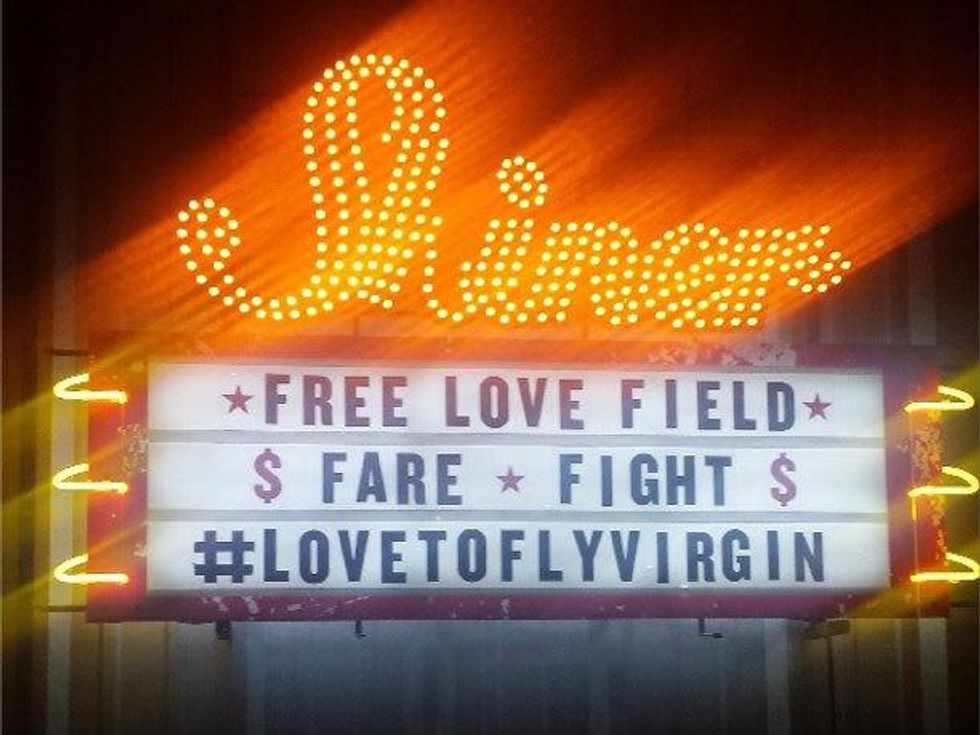 Sign at The Rustic in support of Virgin America