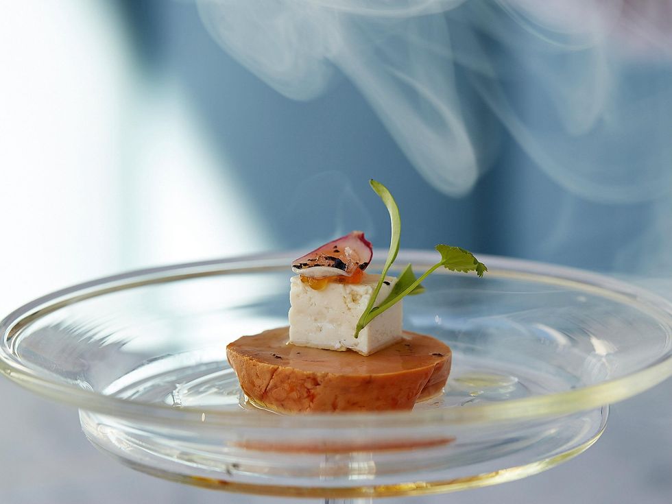 Smoked monkfish liver and tofu at Spoon restaurant in Dallas