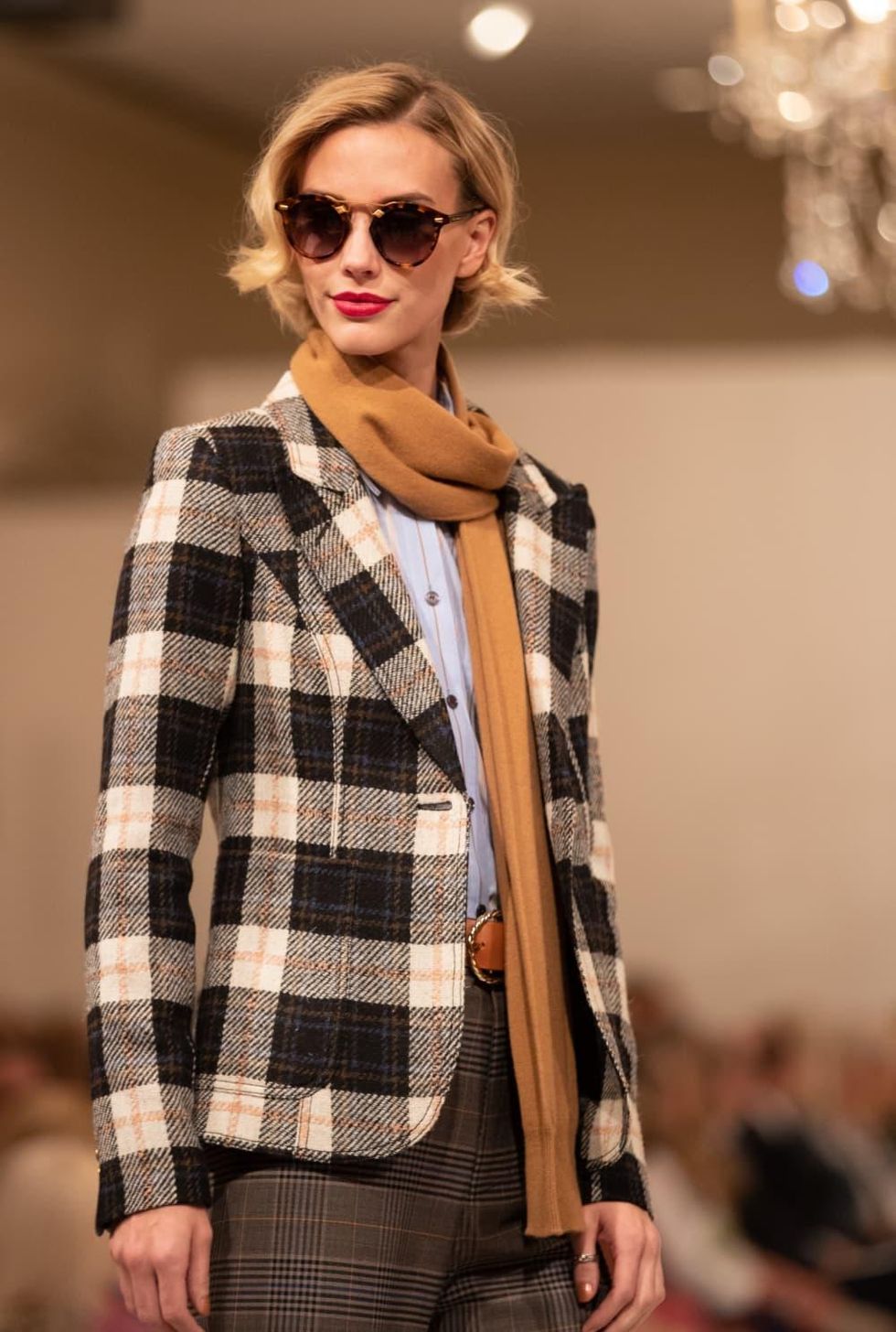 SMYTHE Plaid Blazer, DEREK LAM 10 CROSBY Sky Blouse, SEA Slate Plaid