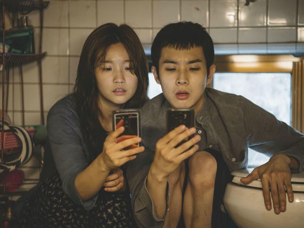 So-dam Park and Woo-sik Choi in Parasite
