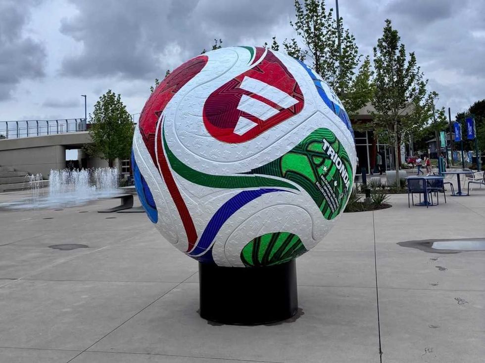 Soccer ball sculpture at Halperin Park in Dallas