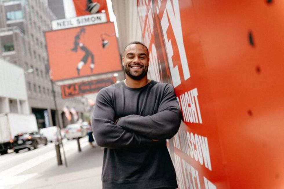 Solomon Thomas outside MJ The Musical