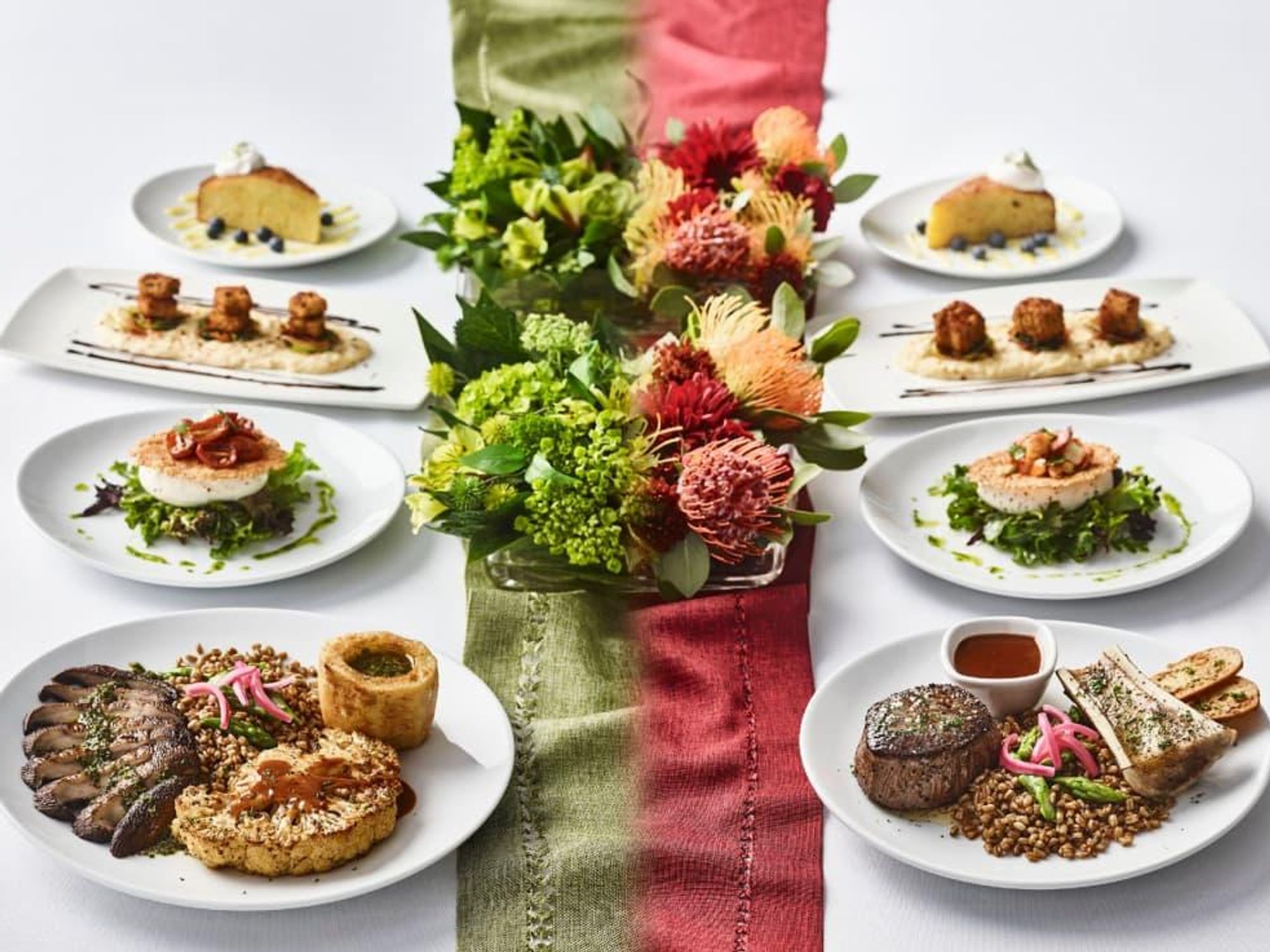 steak and veggie dishes