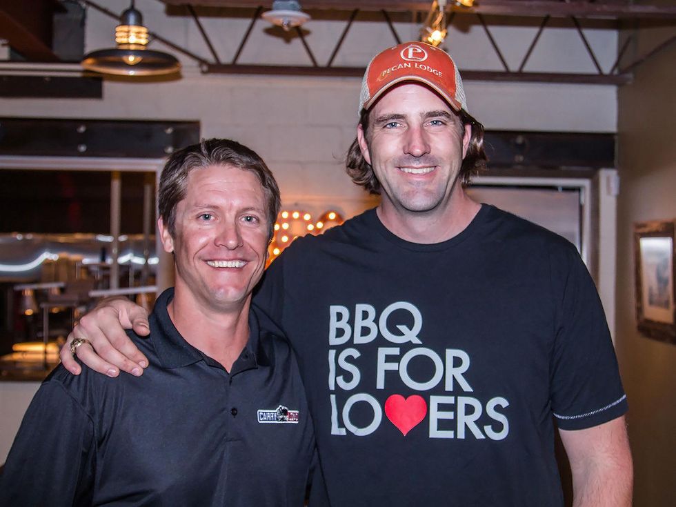 Stephen Holley, Justin Fourton at Carry The Load fundraiser dinner at Pecan Lodge