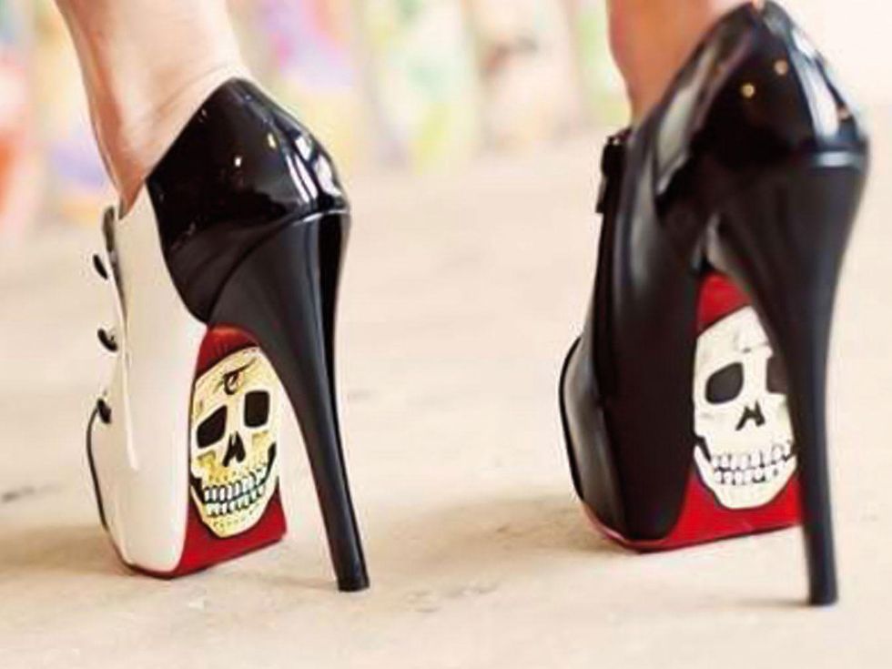stiletto heels shoes skulls RUN FLAT