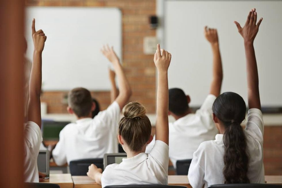 Students in a school classroom