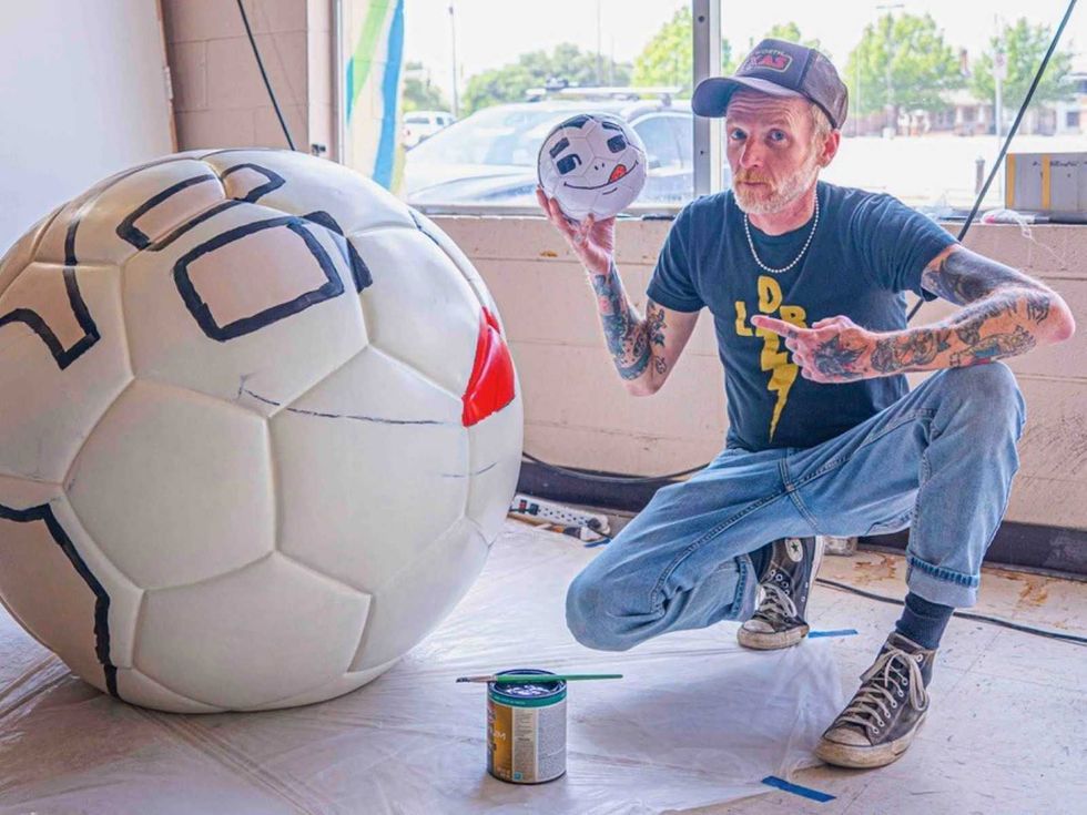 Sundance Square World Cup soccer ball art