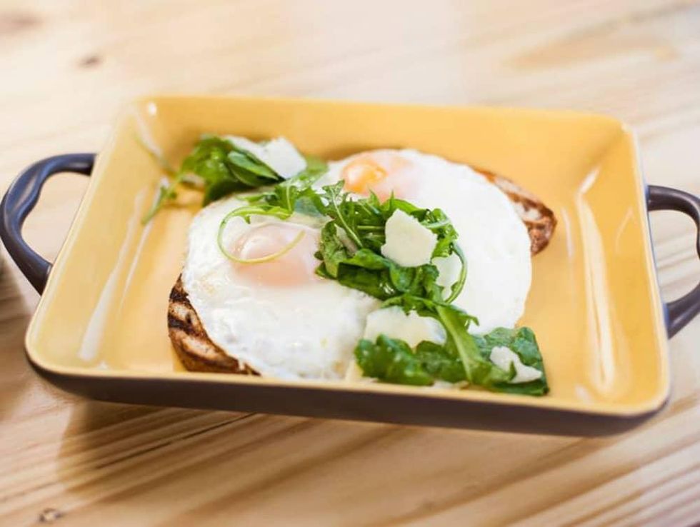 Sunny side up eggs at Righteous Foods in Fort Worth