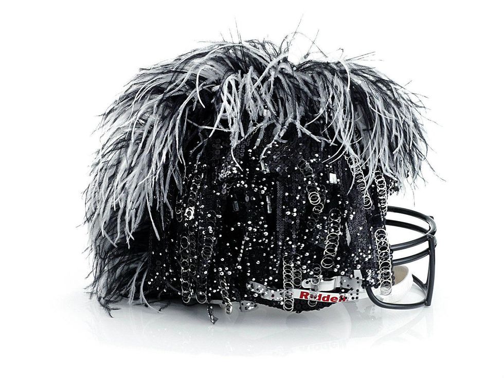 Tadashi Shoji helmet for Bloomingdale's Fashion Touchdown