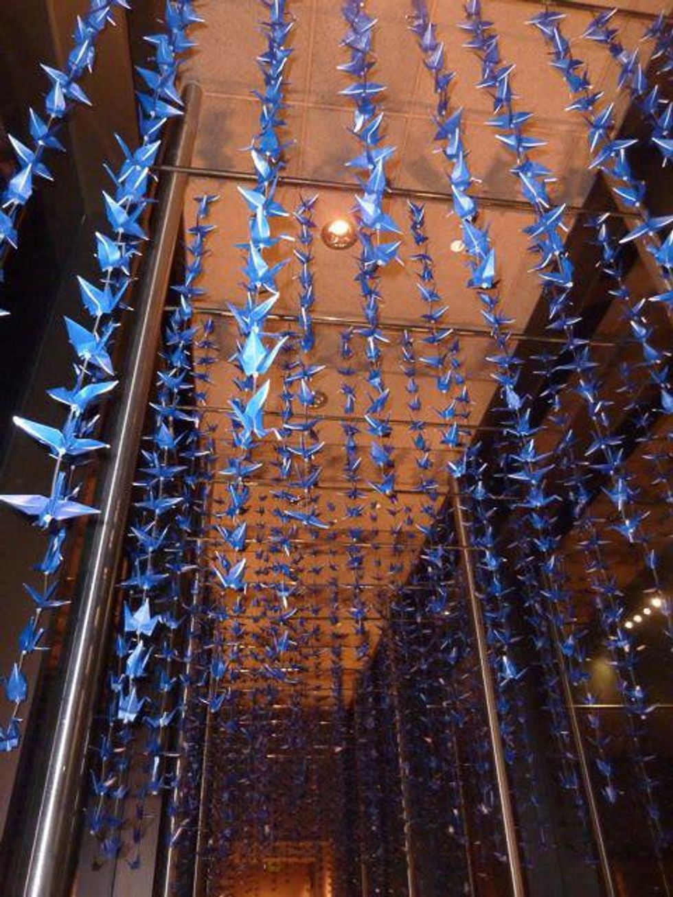 Tarra, Dallas Arts District's Summer Block Party, July 2012, hanging cranes, Crow Collection of Asian Art
