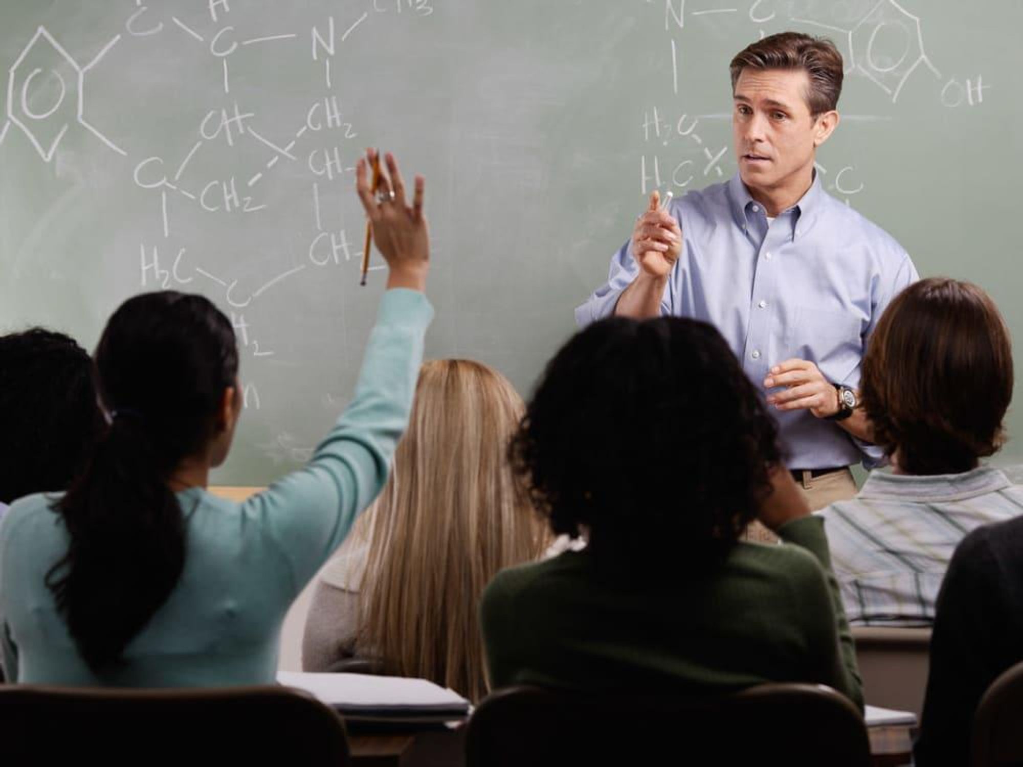 Teacher and students in a classroom