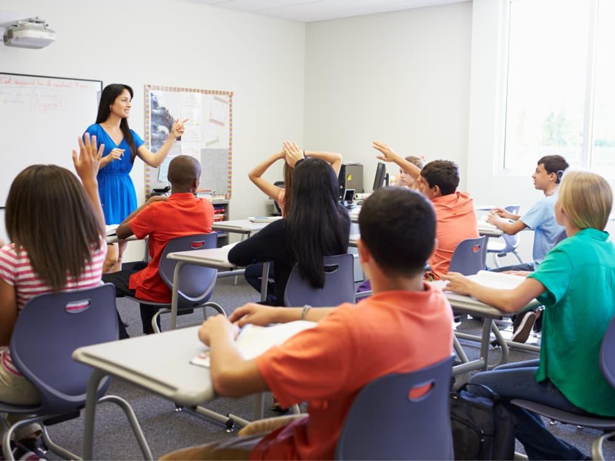 Teacher and students in a classroom