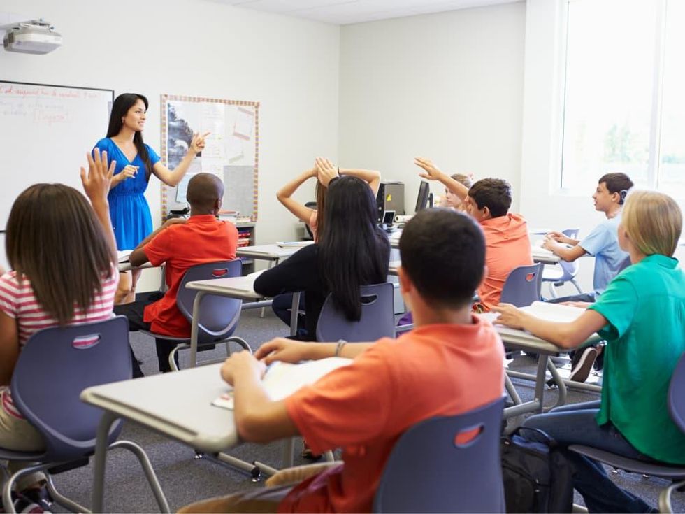 Teacher and students in a classroom