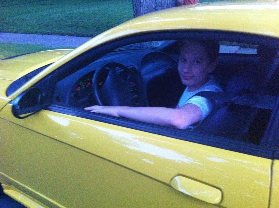 Teen driver in his Mustang