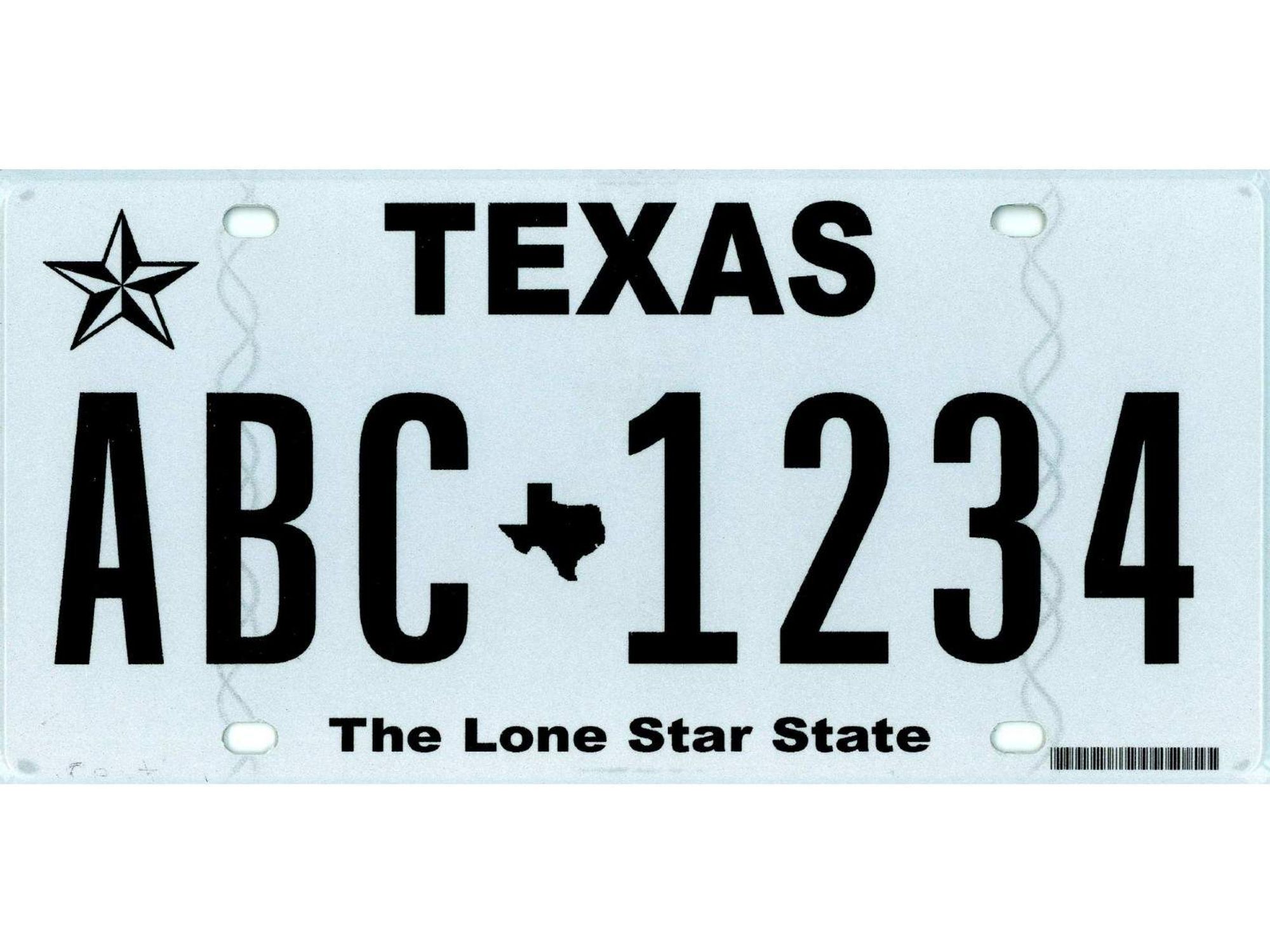 Texas license plate