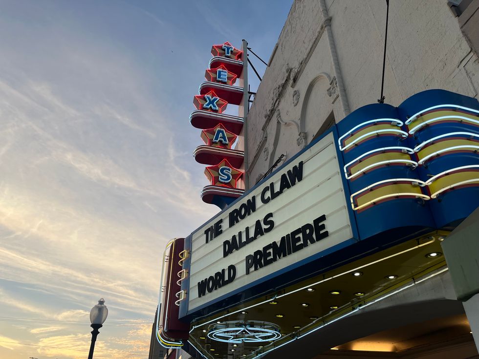 Texas Theatre marquee at The Iron Claw world premiere on November 8, 2023