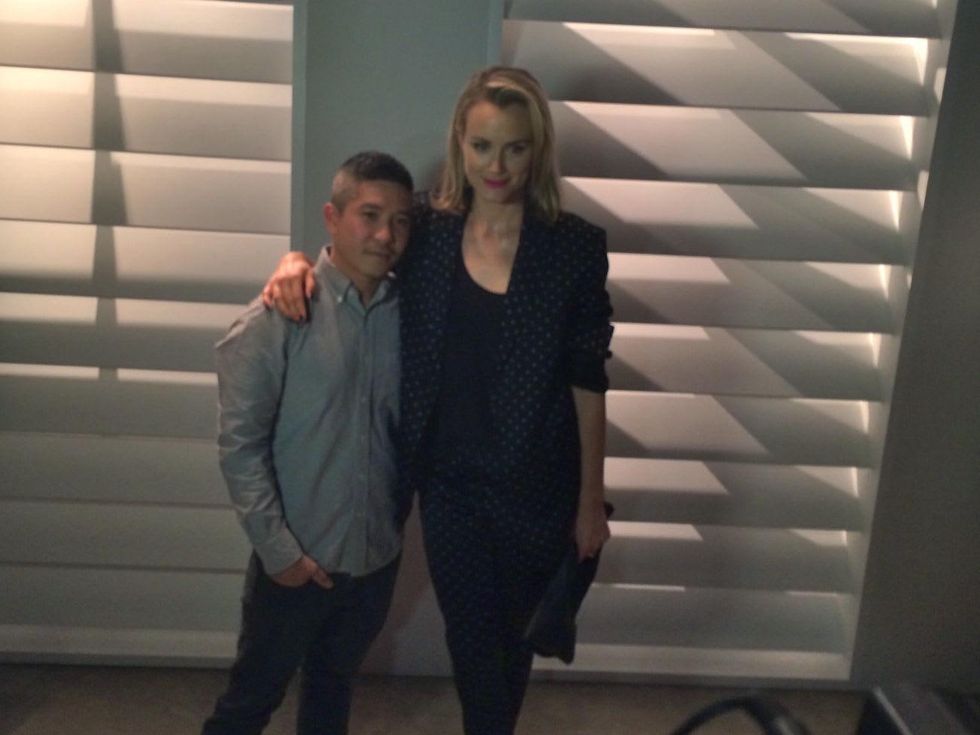 Thakoon Panichgul and Taylor Schilling at his runway show in New York September 2014