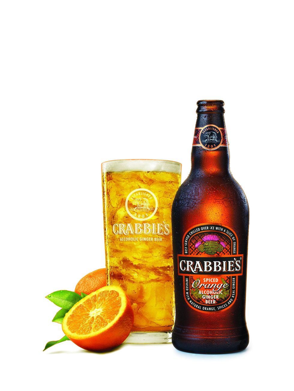 the ginger man, spiced orange etched with bottle