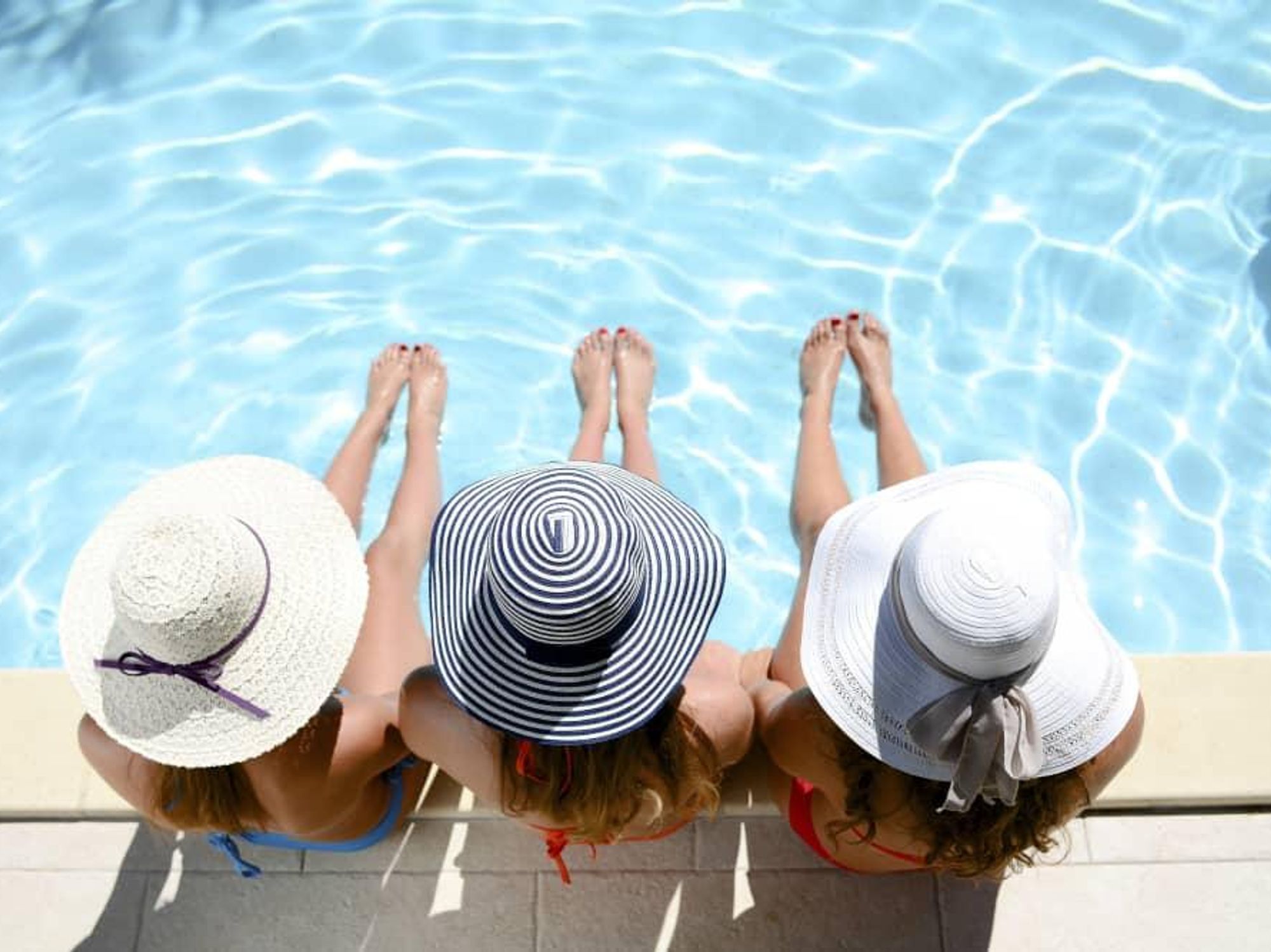 Three women at the pool