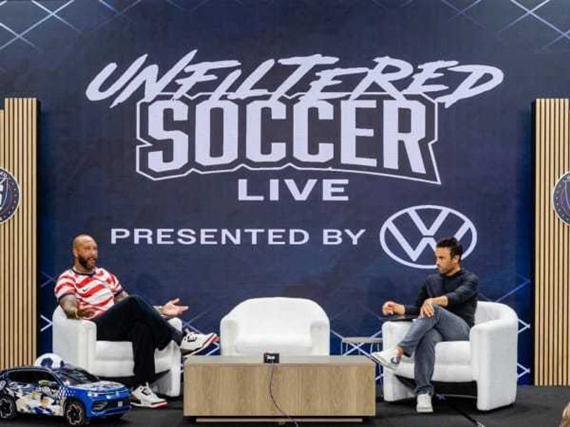 Tim Howard and Landon Donovan at a live Unfiltered Soccer taping in Los Angeles