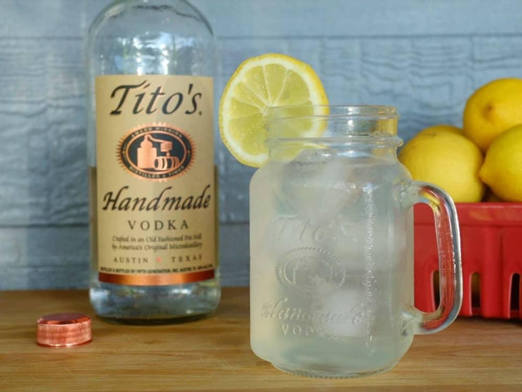 Tito's Handmade vodka lemon drink cocktail