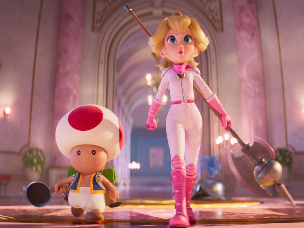 Toad (Keegan-Michael Key) and Princess Peach (Anya Taylor-Joy) in The Super Mario Bros. Movie