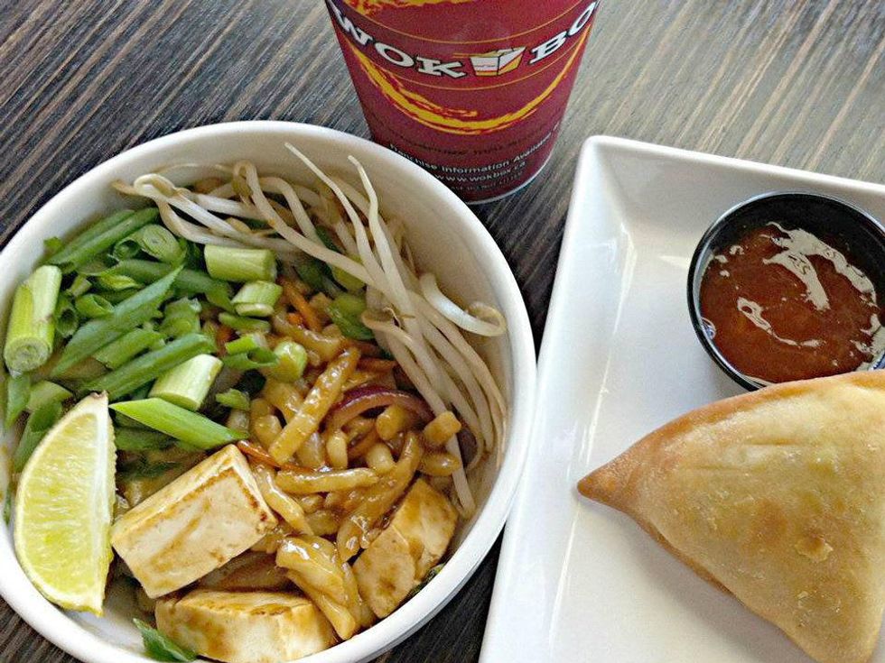 Tofu with scallions at Wok Box pan Asian restaurant