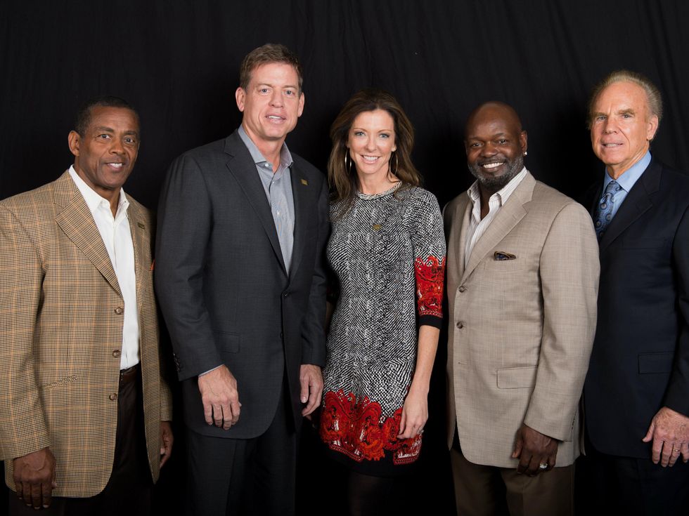 Tony Dorsett, Troy Aikman, Charlotte Jones-Anderson, Emmitt Smith, Roger Staubach, United Way Kickoff