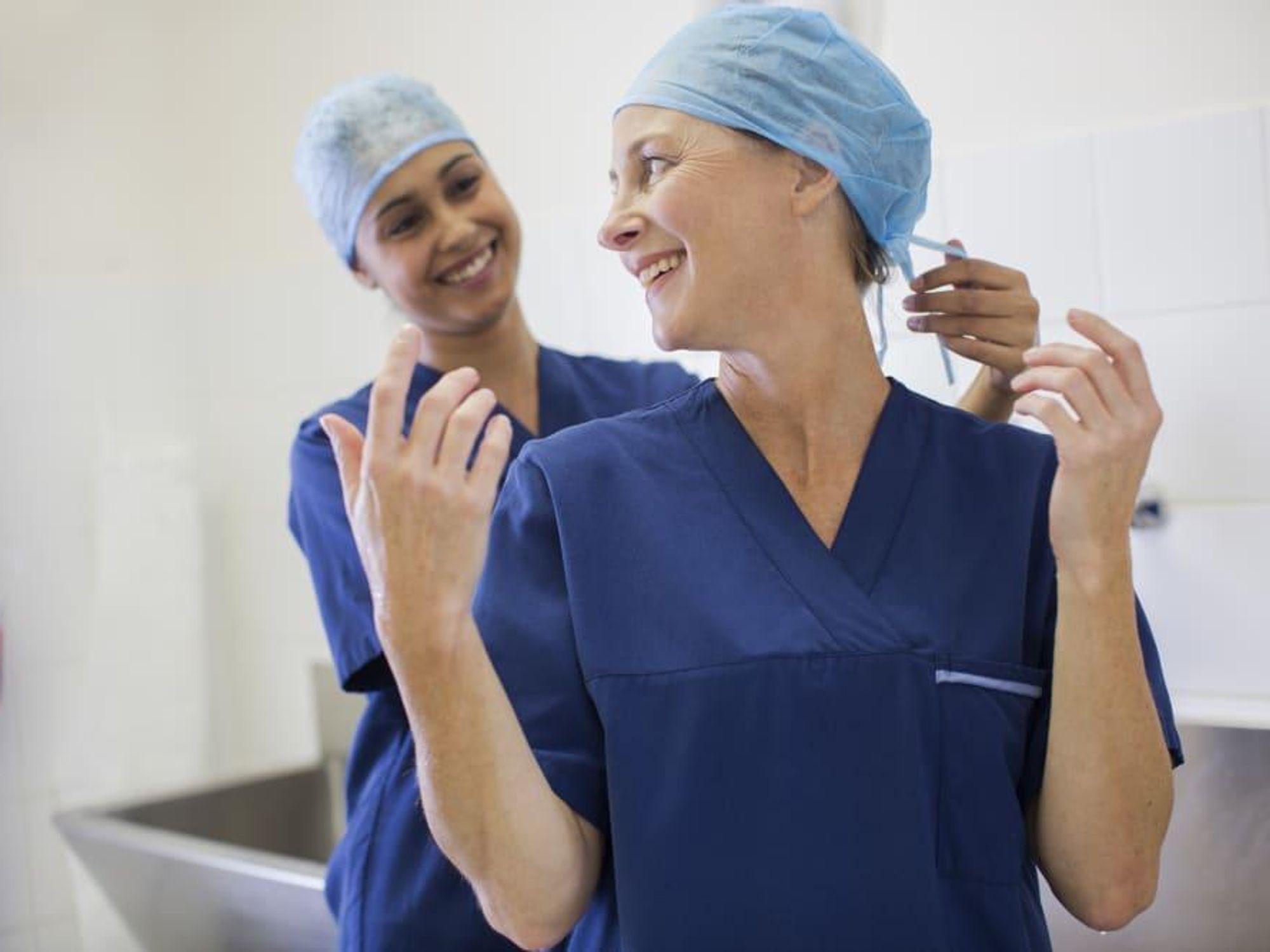 Two doctors preparing for surgery