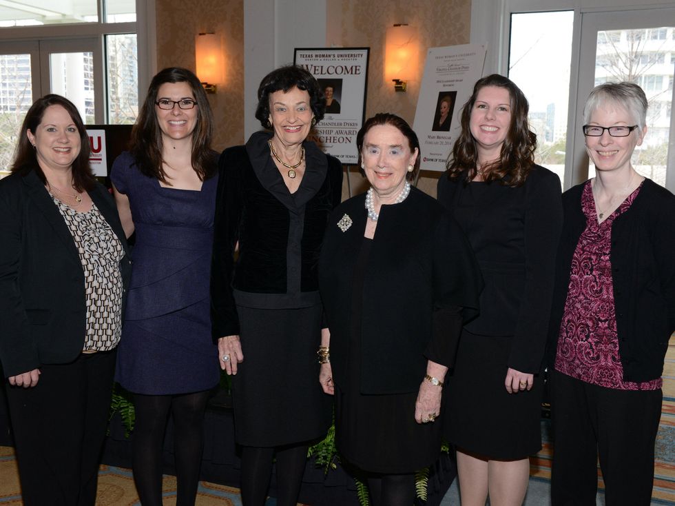 TWU Virginia Chandler Dykes Scholarship Recipients: Angela Boisselle; Sheila Bustillos-Reynolds, Virginia Chandler Dykes, Dr. Ann Stuart, Amy Johnson, Laura Thomas