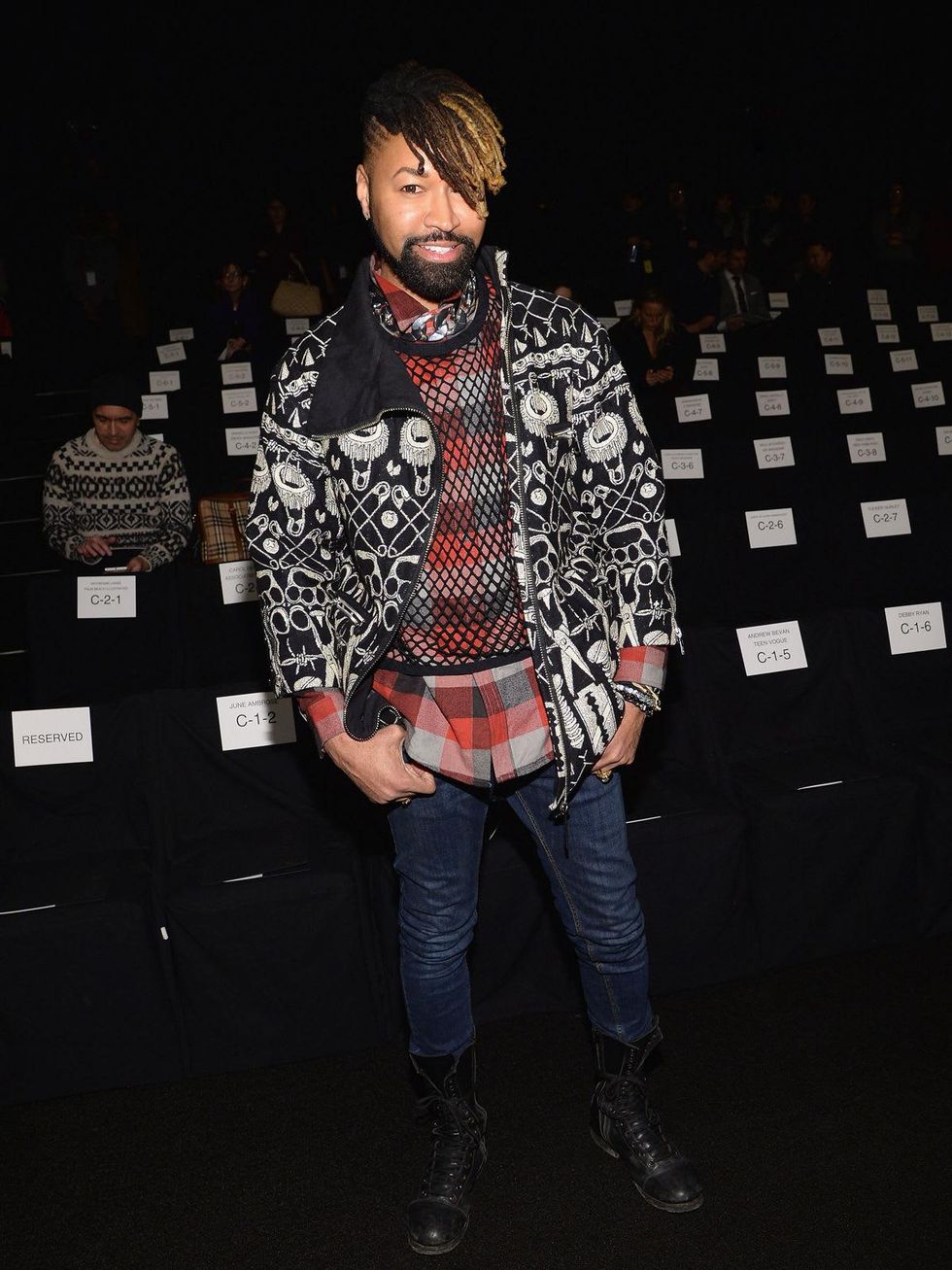 Ty Hunter attends the Naeem Khan fashion show February 2014
