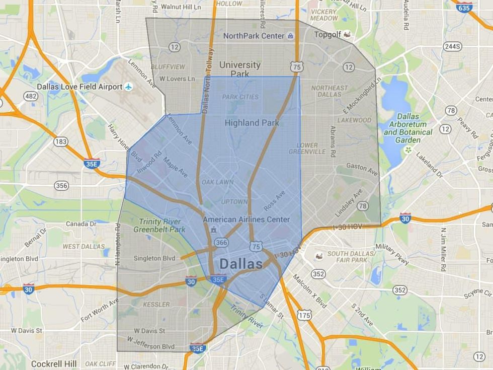UberEats Dallas map