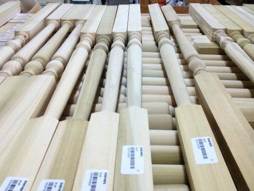 Unfinished spindles at Habitat for Humanity ReStore