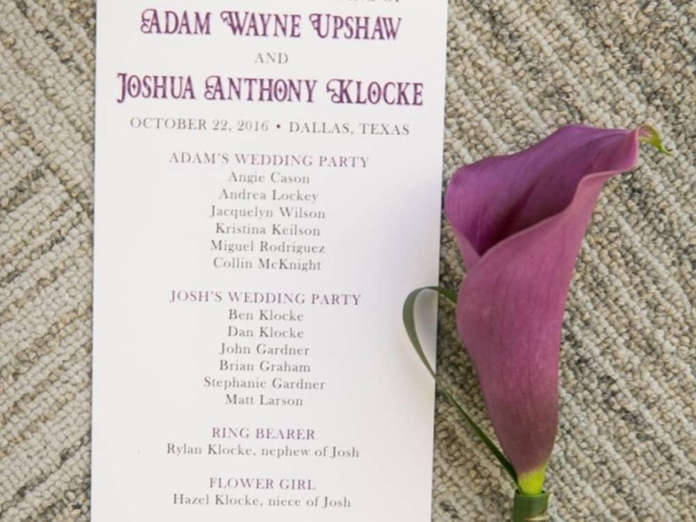 Upshaw wedding, program