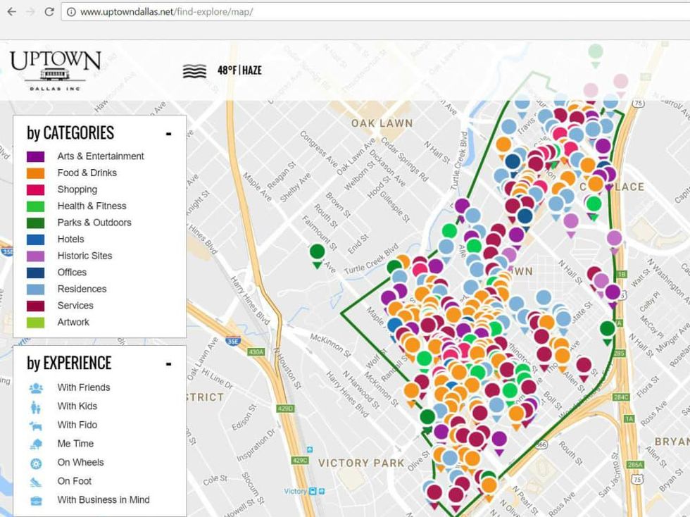 Uptown Dallas Inc new website map
