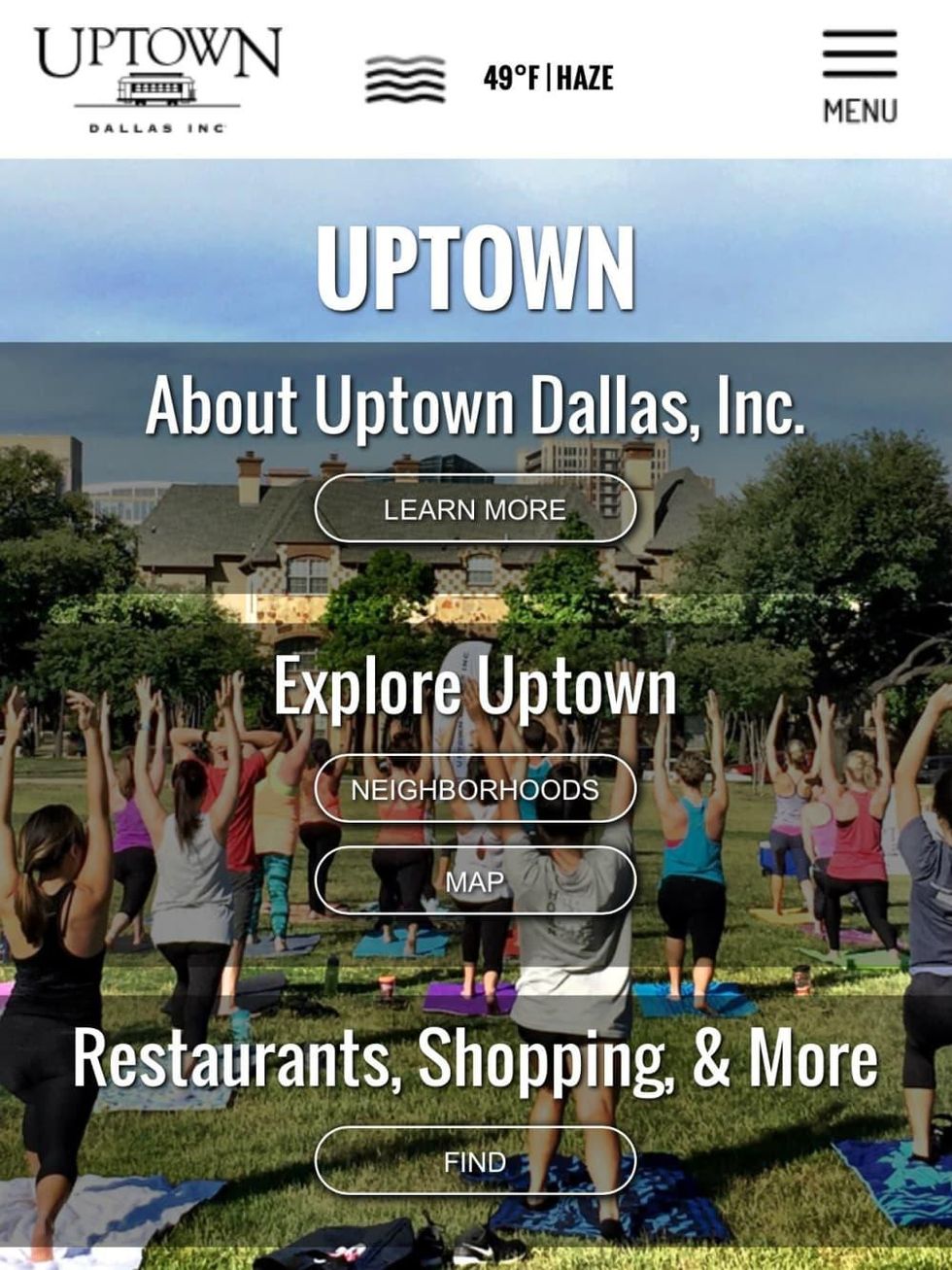 Uptown Dallas Inc new website mobile