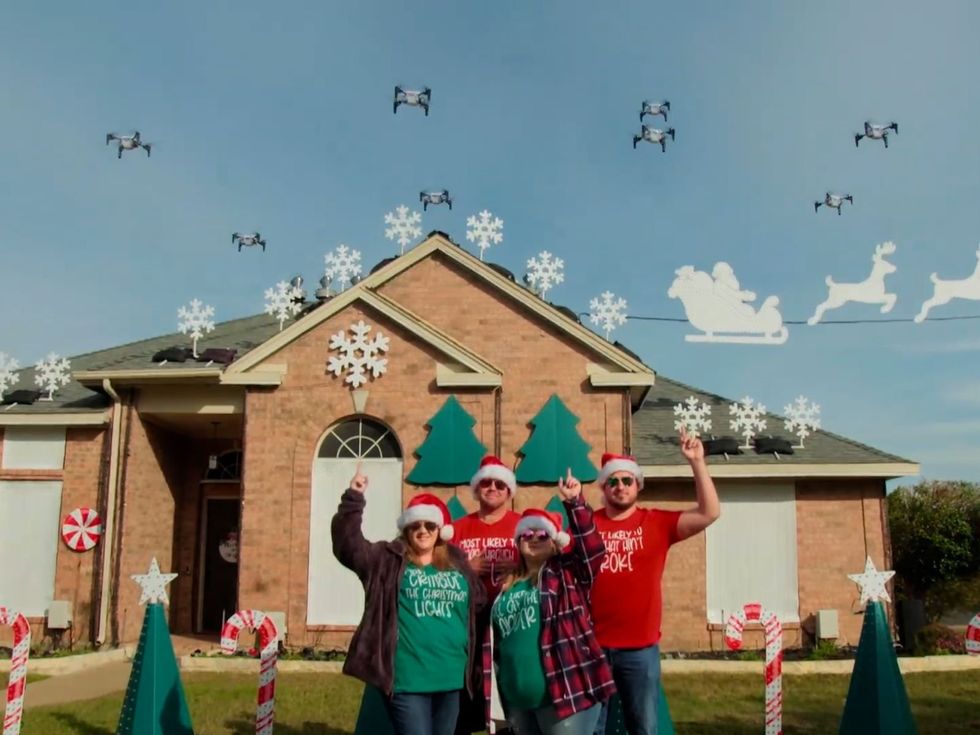 Ward family christmas lights drones
