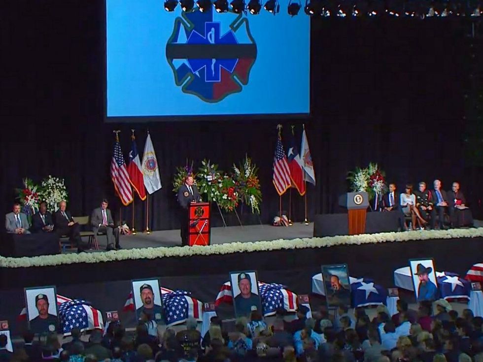 West, Texas, memorial service dude on stage Obamas