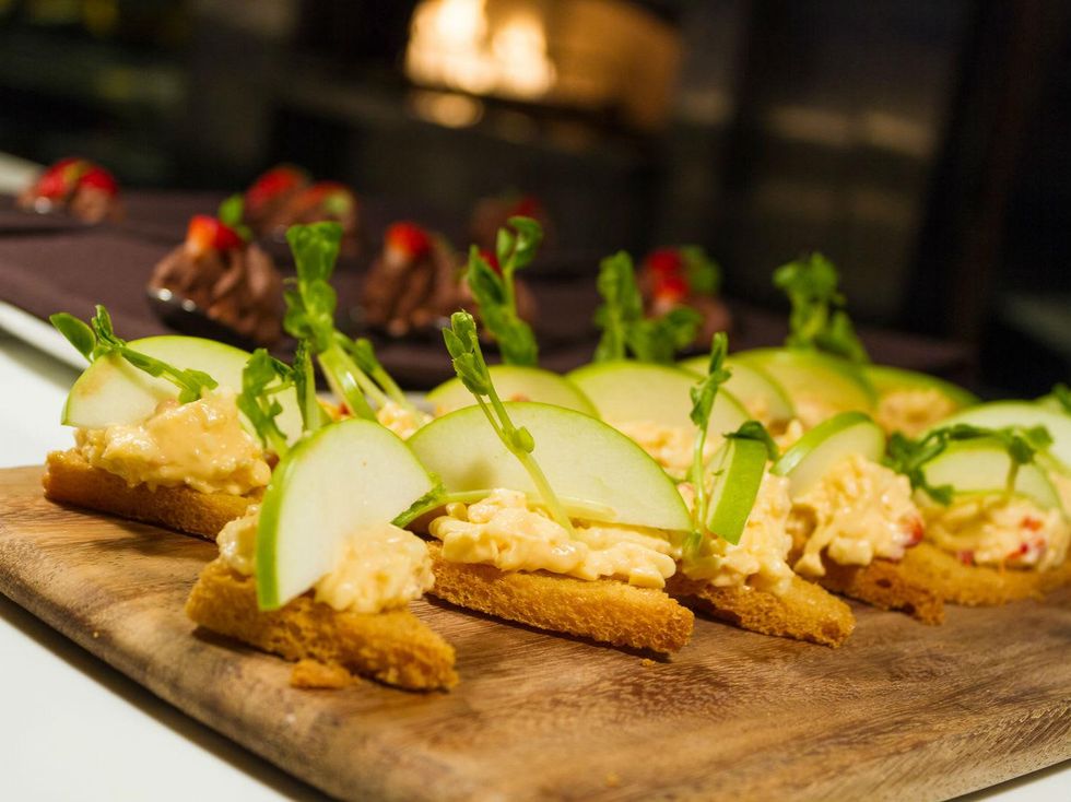White cheddar pimiento cheese on toast points at Dish Restaurant & Lounge in Dallas
