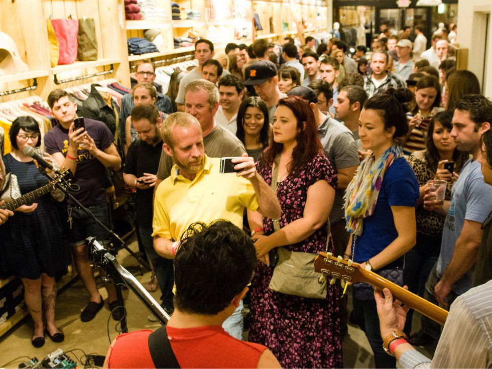 White Denim at Steven Alan store opening in Dallas