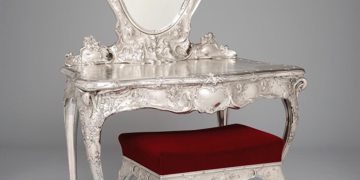 codman silver dressing table and stool Valentino Vanity Table (Silver)