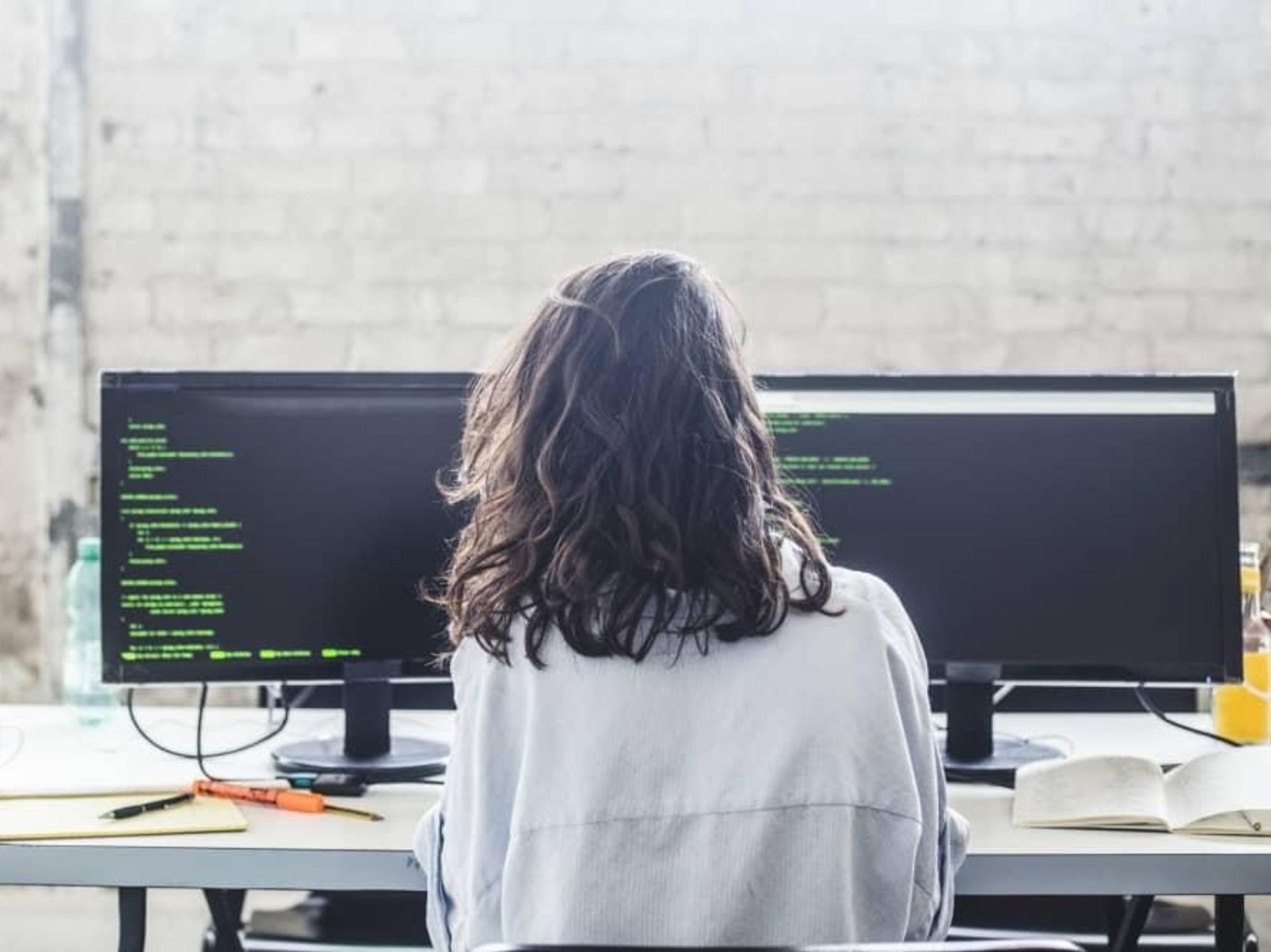 Woman working on a computer