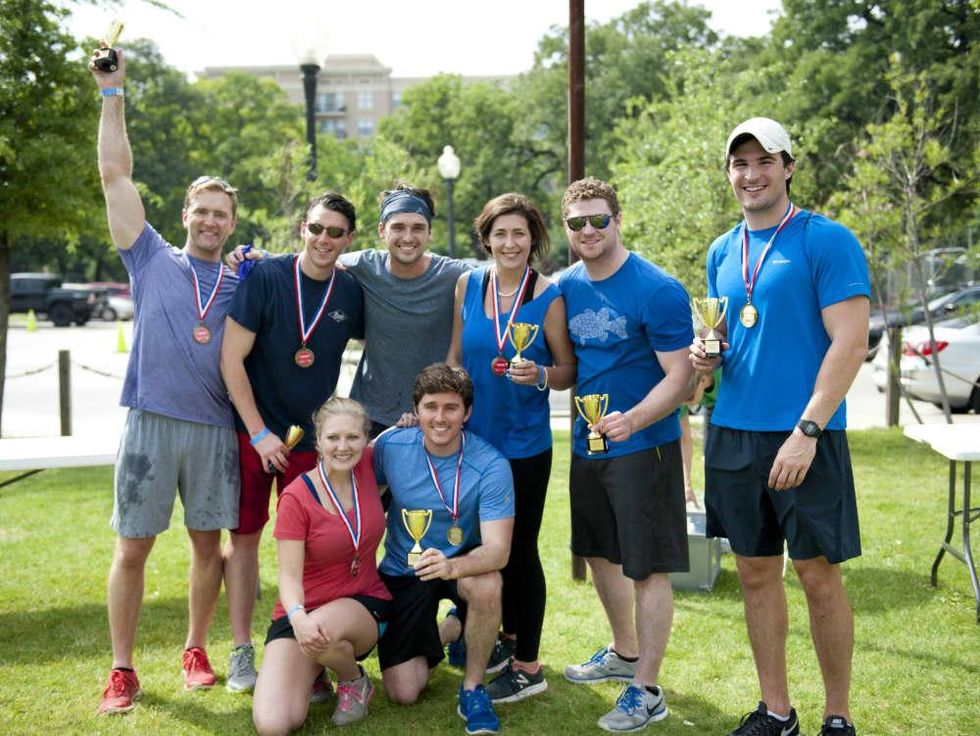 YCPD Field Day 2016 champs front row- \u2013 Claire Carroll and Jack Gannon; Back row \u2013 Grant Blair, Jon Mitchell, Michael Trecha, Erin Dowell, Clair Gannon and Walt Prudhomme