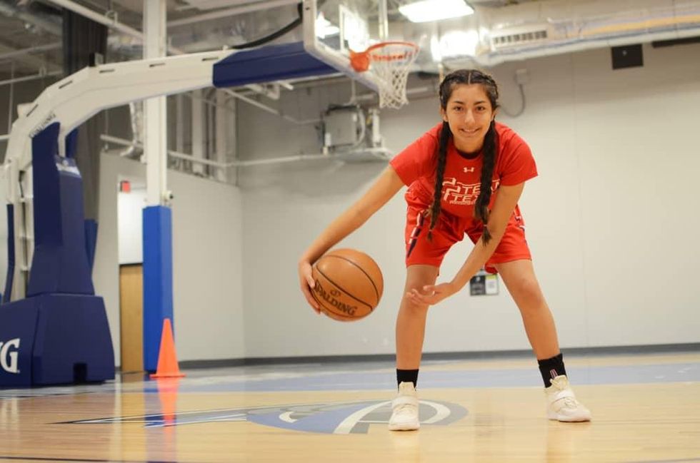Young girl at Mavs Basketball Camp