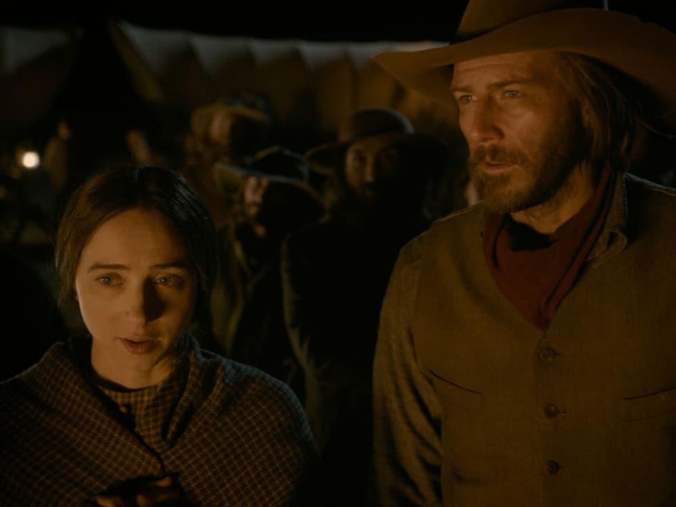 Zoe Kazan and Bill Heck in The Ballad of Buster Scruggs